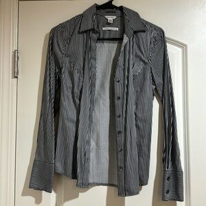 Calvin Klein Non-Iron, Essential Fit Button Up Shirt, Black White Striped XS